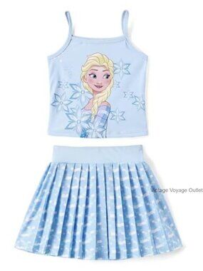 Disney Frozen Elsa Tennis Skirt Set Girls 2T-9Y Athletic Camisole Skort 2 Piece